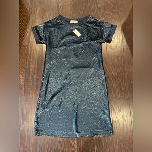 Anthropologie moulinette soeurs Navy silver sequin  dress Women Size X-Small NEW